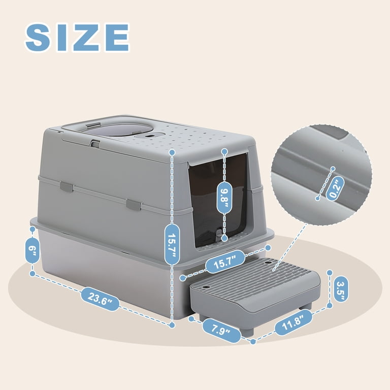 Pawz Road Stainless Steel Enclosed Litter Box with Filter photo 7
