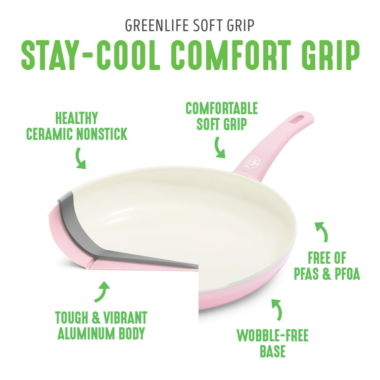 GreenLife Soft Grip Healthy Ceramic Nonstick 16 Piece Kitchen Cookware Pots  and Frying Sauce Saute Pans Set, PFAS-Free with Kitchen Utensils and Lid