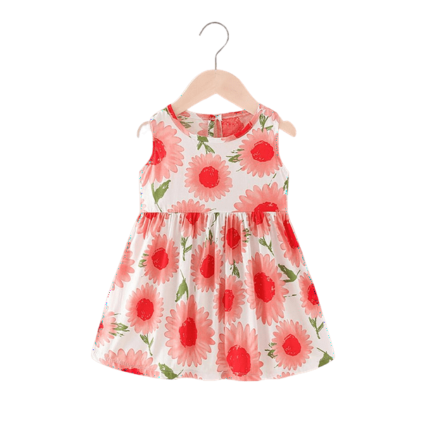 Verano Bebé Niñas Vestido Ropa Niños Sin mangas Princesa Frocks Flor Estampado floral Vestido de dibujos animados Animal Fruta Playa Vestidos 3T (Etiqueta 110) Gao Jinjia LED