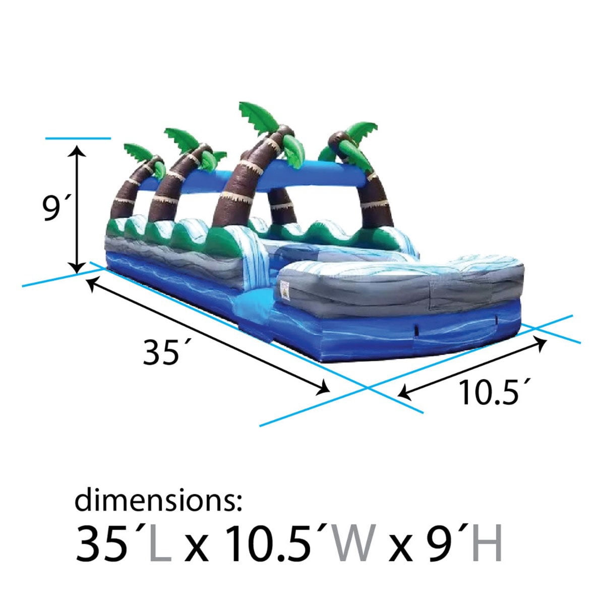 TentandTable Commercial Inflatable Splash and Ride Waterslide, Tropical Marble Dual Lane with Blower, 35'