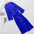 thumbnail image 6 of Mrat Plus Womens Lace Stitching Nightgown Ice Silk Long Sleeve Pajamas Long Nightdress with Belt S-49 Blue 5XL, 6 of 8