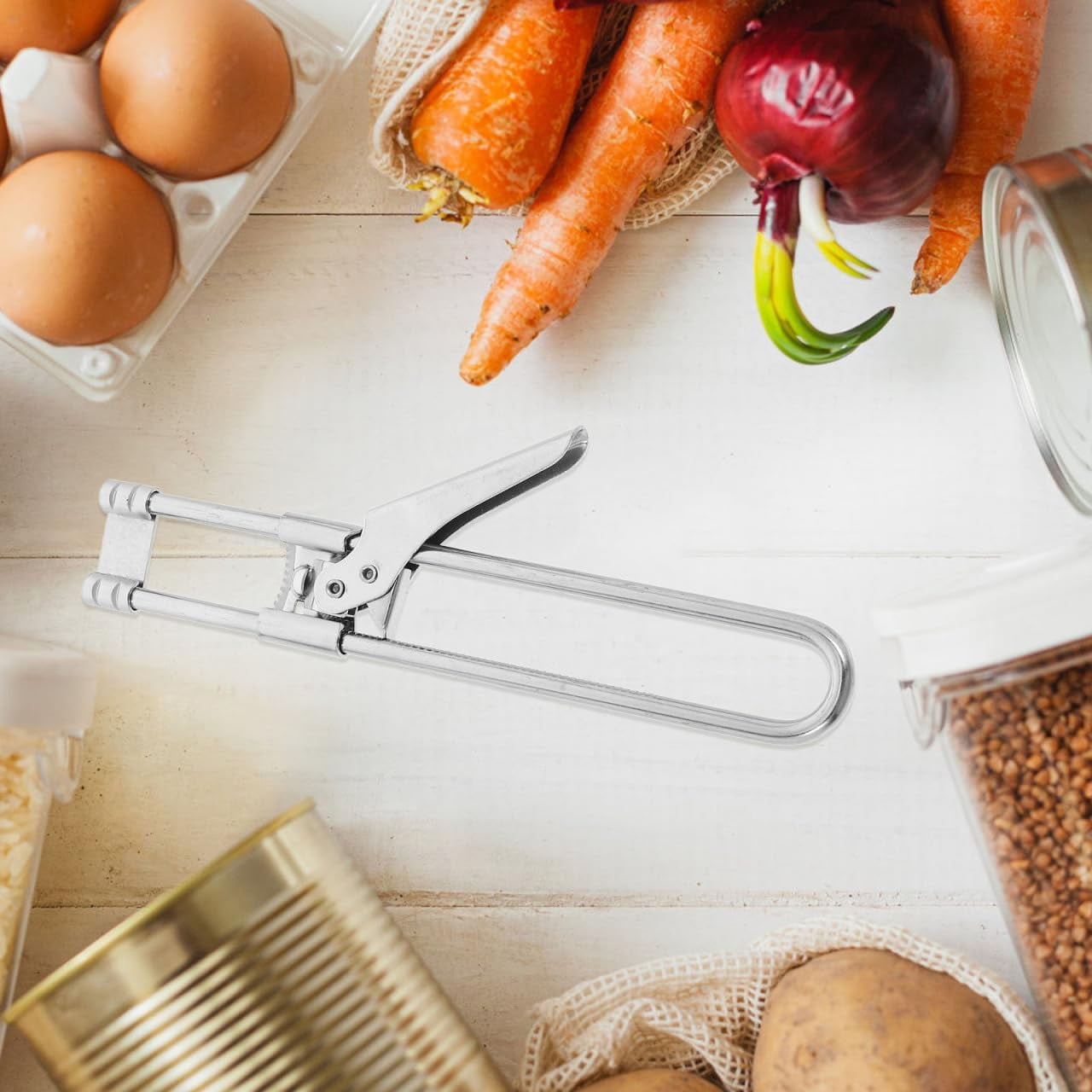 FRKSMD-Adjustable Stainless Steel Jar Opener 19cm Manual Can Opener and Bottle Lid Remover Kitchen Tool for Seniors with Weak Hands