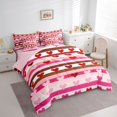 thumbnail image 3 of Castle Fairy Teens Love Heart Print Bedding Comforter Set,Stripes Full Bedding Set, 3 of 8