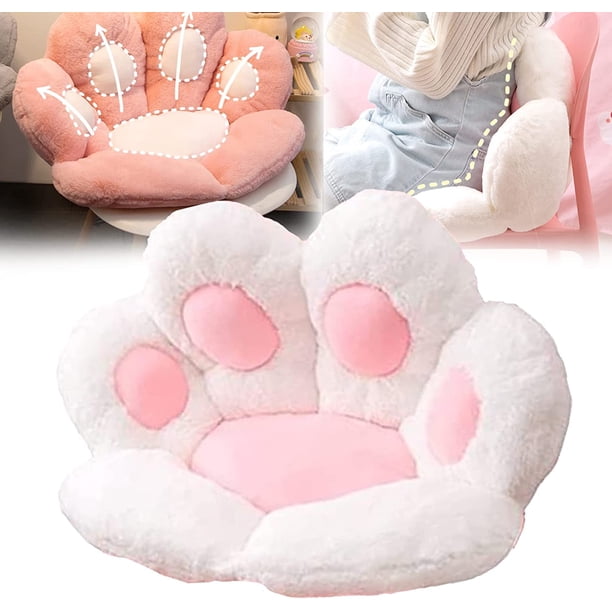 Cojín de pata de gato con forma de pata de gato, sofá perezoso, pata de oso, cojín para silla de oficina, suelo cálido y agradable para la piel, lindo cojín para aliviar la fatiga, silla, hogar, dormitorio, tienda, restaurante, decoración, blanco, 70*60cm ER