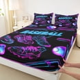 thumbnail image 3 of Homewish Neon Baseball Shose Twin Sheet Sets for Boys, Black Fuchsia Twin Fitted Sheet, Modern Sports Theme Flat Sheet, Lightweight Room Decor, 3pcs, 3 of 7