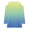 thumbnail image 4 of ibuvkizy Summer Tops for Women 2024 Clearance Womens Cold Shoulder Top Summer Basic T Shirts 3/4 Sleeve Casual Blouse Tshirts V-Neck Loose Solid Color Fade Shirts, 4 of 5