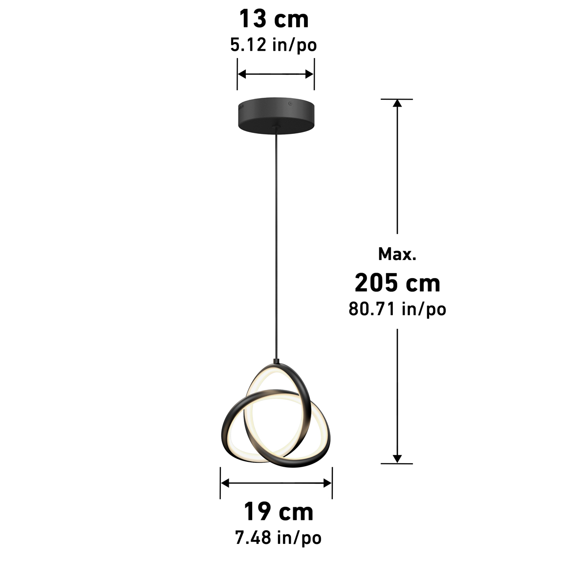 Artika Zephyr 1 Light Modern LED Pendant 3 CCT Black