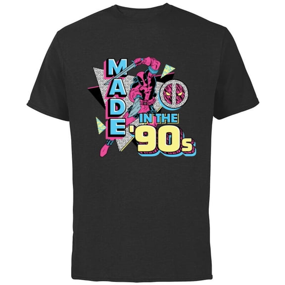 Marvel Deadpool Nerdy Thirty Made in the 90s Throwback - Short Sleeve Cotton T-Shirt for Adults - Customized-Black