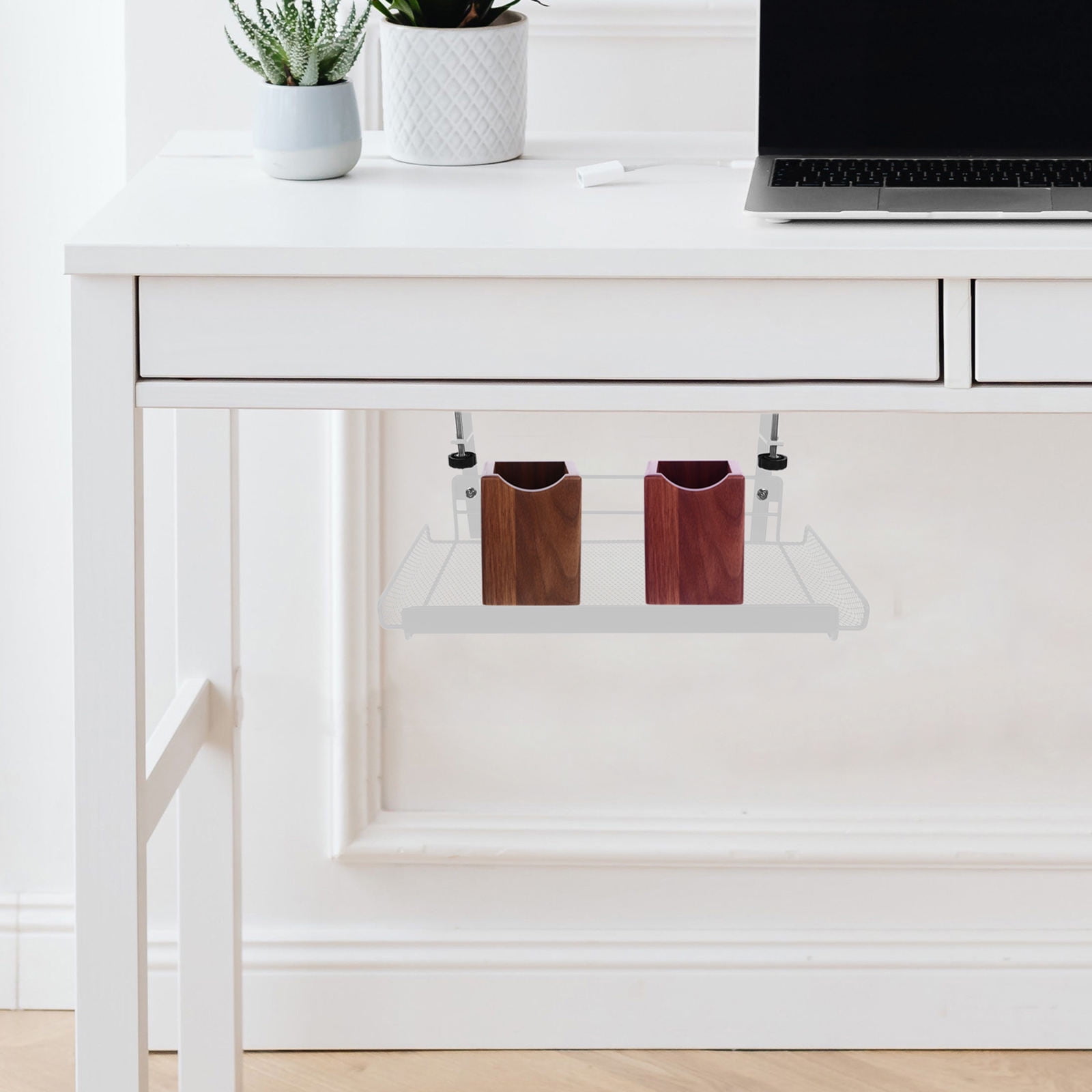 TEHAUX  under Desk Storage Organizers Table Hanging Basket