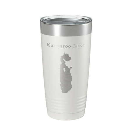 

Kangaroo Lake Map Tumbler Travel Mug Insulated Laser Engraved Coffee Cup Wisconsin 20 oz White