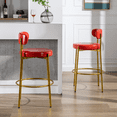 thumbnail image 6 of Industrial Bar Stools, Counter Height Barstools, Upholstered Bar Stools with Back and Cushion Bar Chairs, 28 Inch Kitchen Island Bar Chair, Metal Golden Legs(Red PU,Set of 6), 6 of 9