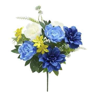 20-inch Artificial Silk Blue Peony Mixed Cemetery Bouquet, for Indoor/Outdoor Use, by Mainstays