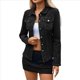 thumbnail image 3 of Chaqueta Vaquera Básica de Larga con Botones y Bolsillos para Mujer. Negro y Gris M, 3 of 9