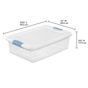 Sterilite Plastic Storage Bins Latching - Stackable with Lid - 12 Pack, 32 Quart