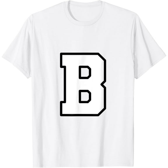 t-shirt Letter B Capital Alphabet Varsity Monogram Initial T-Shirt mens, woman, white,funny,journey,Crew Neck, Short Sleeve,custom clothing patterns.gift