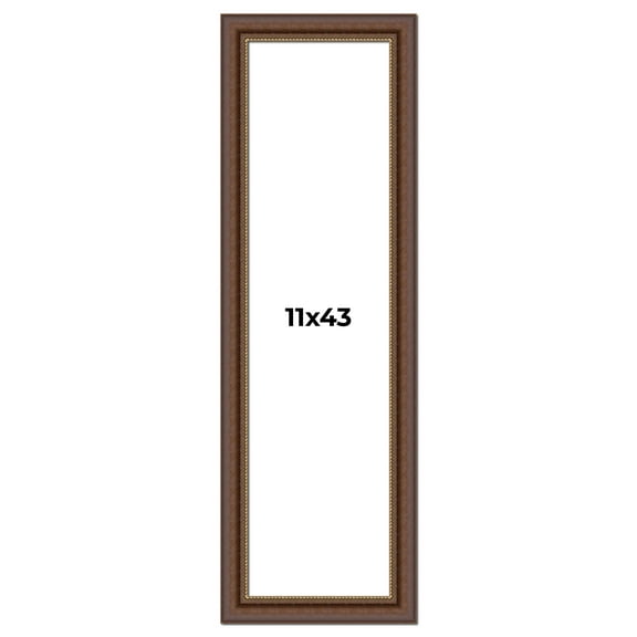 11x43 Copper and Brown Real Wood Picture Frame Width 2 inches | Interior Frame Depth 0.5 inches |