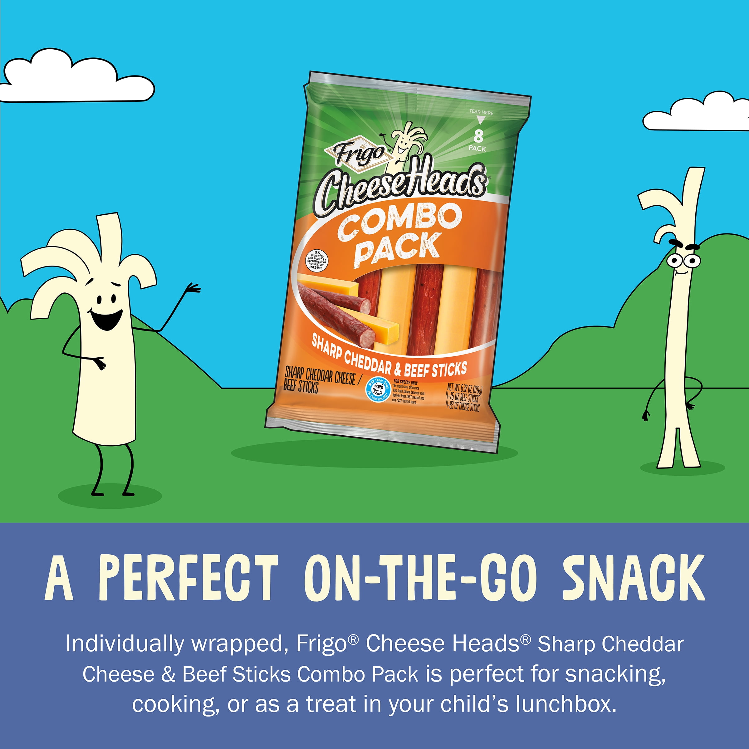 Frigo® Cheese Heads® Sharp Cheddar & Beef Sticks Combo pack, 6.32 oz, 8 Count
