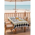 thumbnail image 2 of Outdoor Tablecloth with Umbrella Hole for Patio/Picnic/Party/Camping, Lemon Waterproof Table Cloth Rectangle Table Cover Washable, Summer Botanical Black White Plaid Pastoral Wooden (60"x 120"), 2 of 8