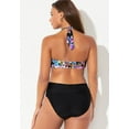 thumbnail image 3 of Swimsuits For All Women's Plus Size Diva Halter Bikini Set With Foldover Brief 16 Watercolor Floral, Black, 3 of 3