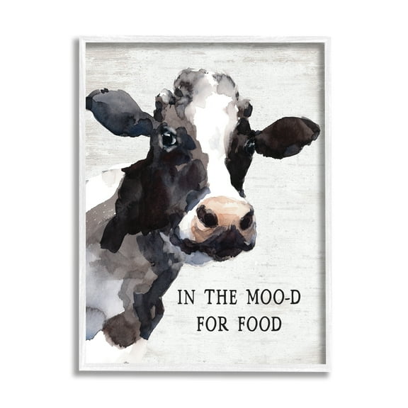 Stupell Industries In the Moo-d For Food Funny Kitchen Cow, 11 x 14, Design by Lettered and Lined