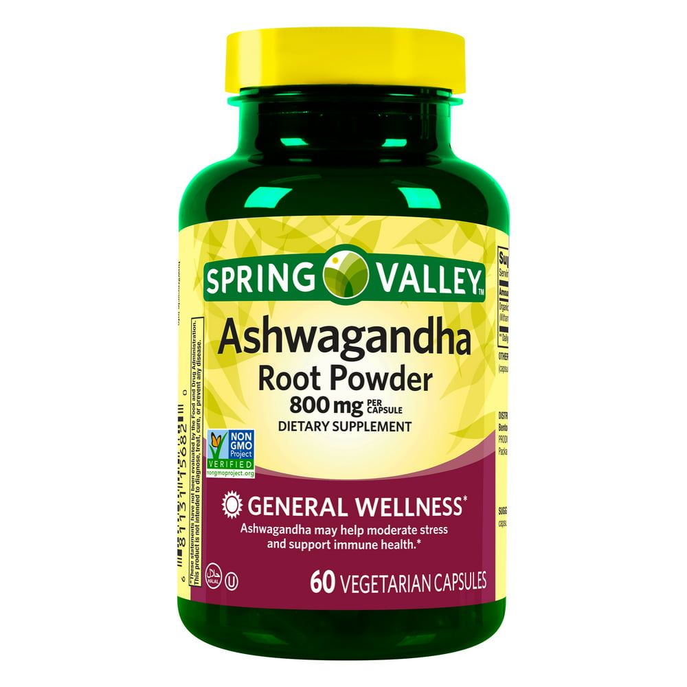 spring valley ashwagandha root powder vegetarian capsules