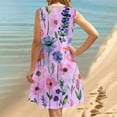 thumbnail image 6 of VBTAPA Summer Dresses for Women Boho Floral Print Sleeveless Keyhole Midi Dress Plus Size Casual Beach Sundresses Loose Flowy Tunic Dress Pink XXL, 6 of 9