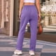 thumbnail image 5 of Amzcrzy Pantalones Mujer Deportivos Casuales Color Liso Cintura Alta Cordón Ajustable Pierna Ancha Recta Holgados Con Bolsillos Tallas S-2XL Morado, 5 of 7