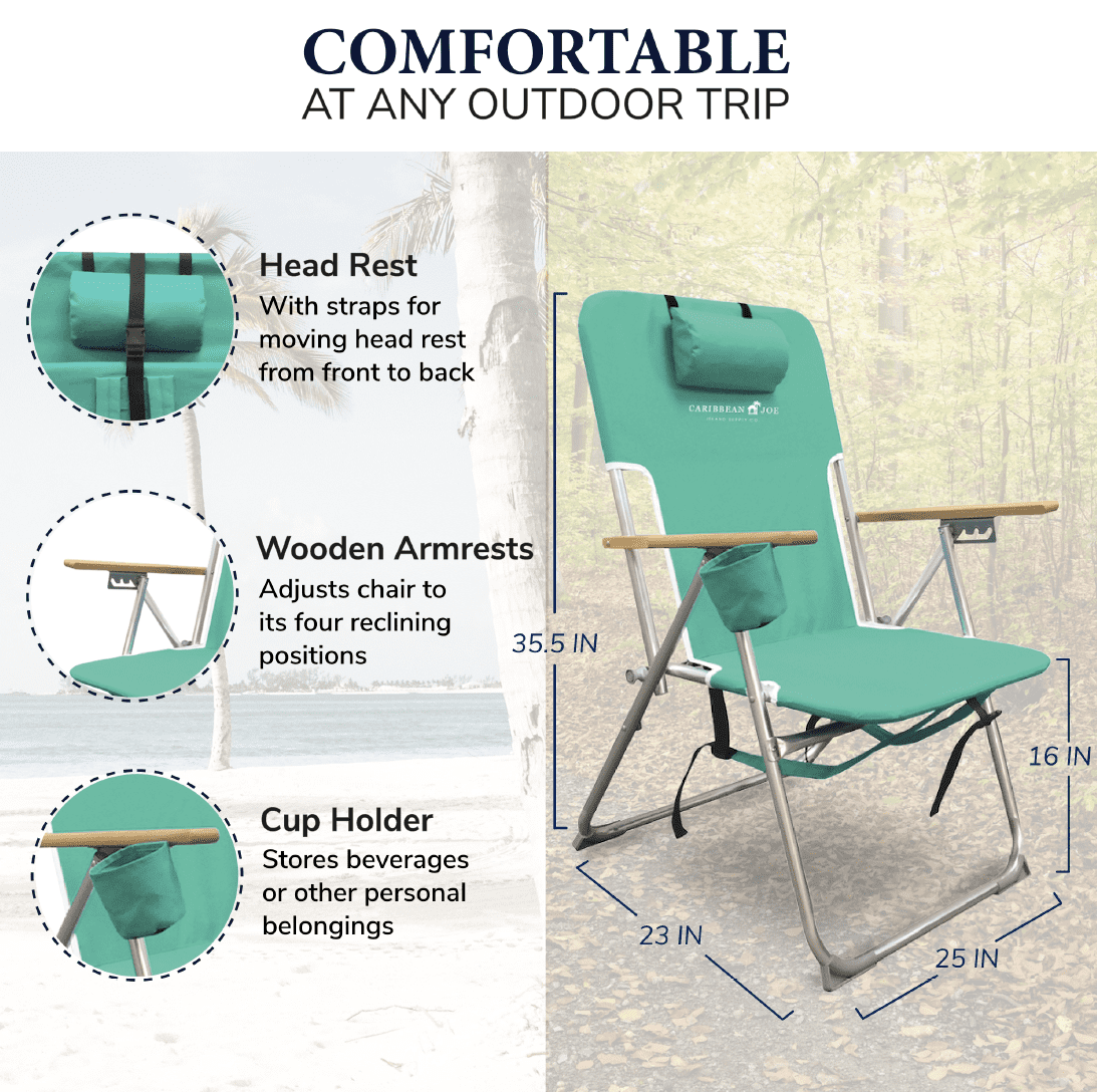 caribbean joe high weight capacity back pack beach chair