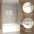 thumbnail image 5 of Leumius 56-60" x 66" H Frameless Sliding Shower Door, 5/16" Clear Tempered Glass,Stainless Steel Frame for Bathroom,Brushed Nickel, 5 of 8