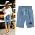 thumbnail image 2 of Sweatpant Shorts Women Plus Size Casual Shorts Bermuda High Waist Dandelion Print Lacing Pocket Women's Gym Shorts Blue S, 2 of 4