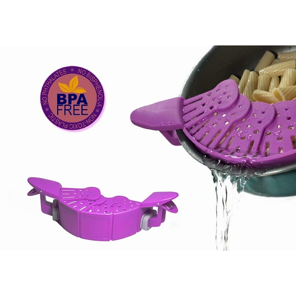 Clip Silicon Cook Strainer, 100% Food-safe, Fold-able Easy to Store,Kitchen Snap 'N' strain gadget fits all the Bowls and Pots
