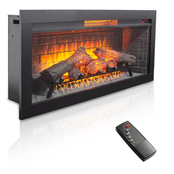 42" Electric Fireplace Insert, 1500W Wall Mounted & Recessed Fireplace, Fireplace Heater with Remote & Touch Screen, Adjustable Flame Brightness and Timer