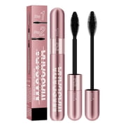 Feledorashia 2 in 1 Double-effect 4D Curling Black Mascaras,Waterproof & Smudge Proof Lash Extensions Stereo Lengthening Mascara For Women,Quick-Not Sticky Long Lasting Charming No Clumping(2Pcs)
