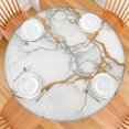 thumbnail image 2 of White Marble Gold Line Pattern Round Fitted Tablecloth with Elastic Edge,Dining Table Cover Waterproof,Outdoor Round Tablecloth for Camping,Dining,Indoor and Outdoor, 2 of 7
