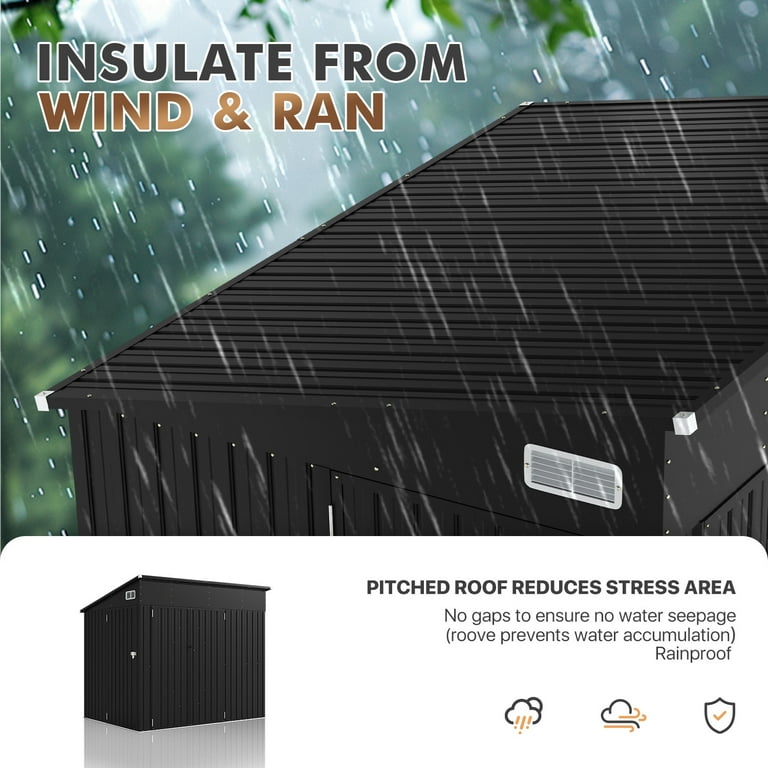 BaPiPro 8'x4' Lean-to Metal Storage Shed, Outdoor Lockable Shed