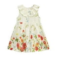 thumbnail image 1 of Robes Décontractées pour Filles Été Imprimé Floral Col Rond Sans Manches Midi Robe Décontractée de Vacances, Beige, 7-8 Ans, 1 of 5