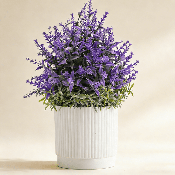 Lavender Fake Plant, Artificial Lavender Flowers in Pots, Faux Purple Potted Plants for Bathroom, Kitchen, Bedroom, Farmhouse Shelves, Desk & Office Decor