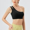 thumbnail image 2 of Womens One Shoulder Sports Bra - Sleeveless One Strap High Support Workout Yoga Bra Cropped Tops Lace Camisole Black L, 2 of 7