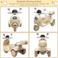 thumbnail image 6 of 12V Two Motors Kids Ride On Electric Motorcycle, 2 Seater Three Wheel Ride On Toy with Adult Flip Seat, Bluetooth Music, USB, LED Headlight, Oversized Trunk, Ride On Motorcycle for Kids 3-6, Beige, 6 of 9