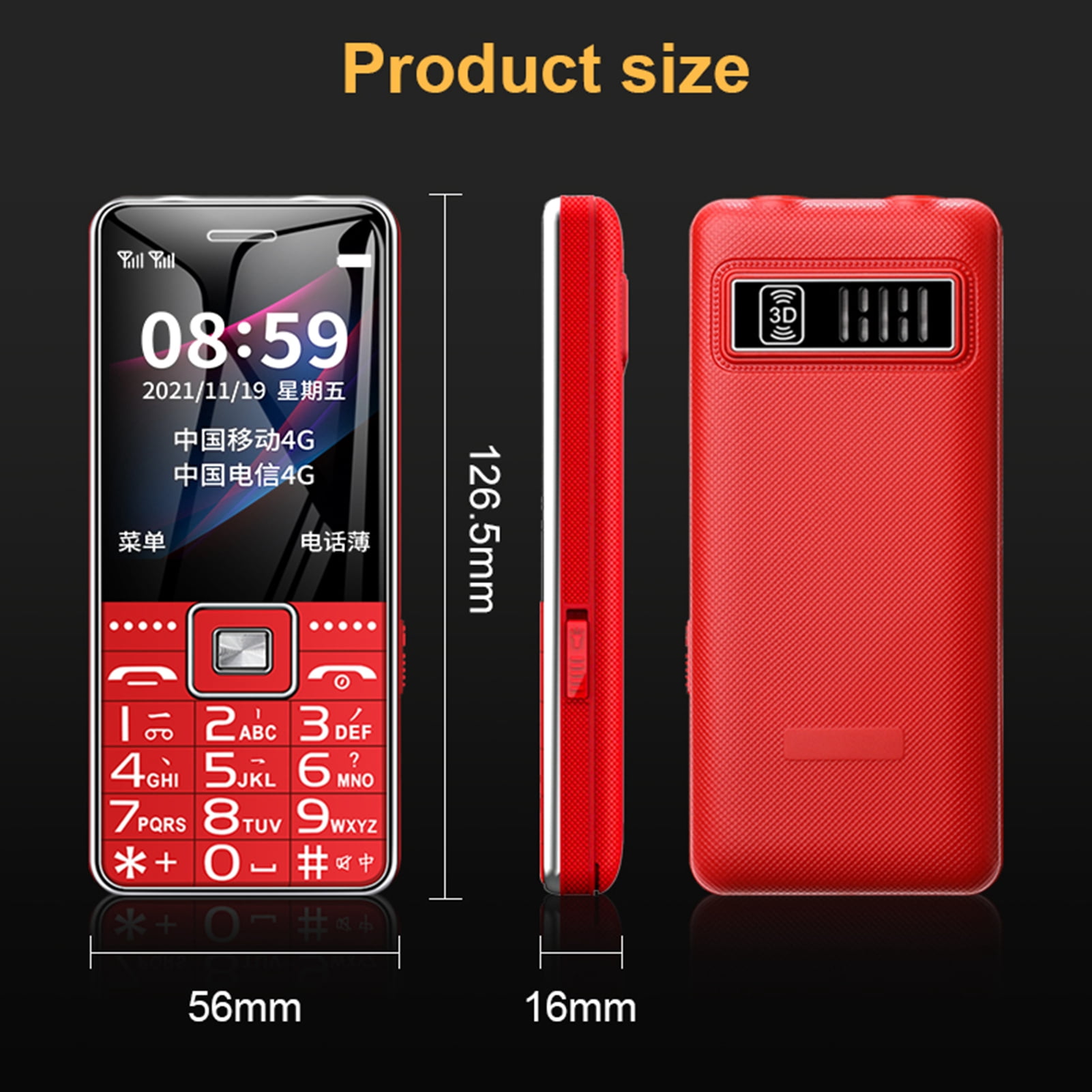 Xinyolin 1 Set Cell Phone Dual Card Slots Long Standby Time High Resolution Compact Stable Call 4G Family Number SOS Mobile Phone for The Elderly