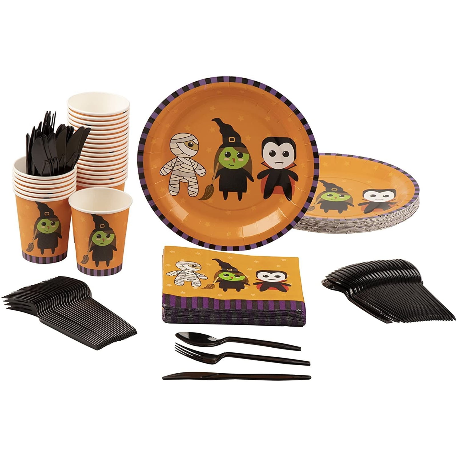 Halloween Witch Partyware SUPER BUNDLE 24 Plates cups napkins cake cases