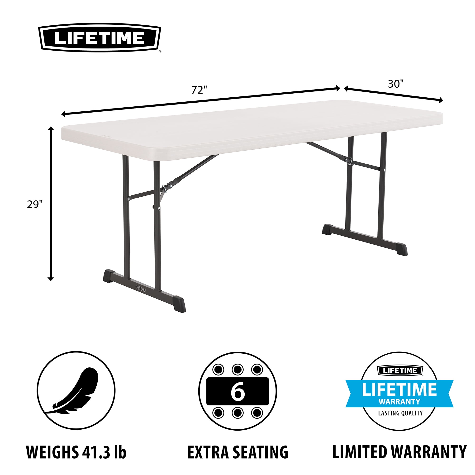 Lifetime 6 Foot Rectangle Folding Table, Indoor/Outdoor Professional Grade, Almond (80249)