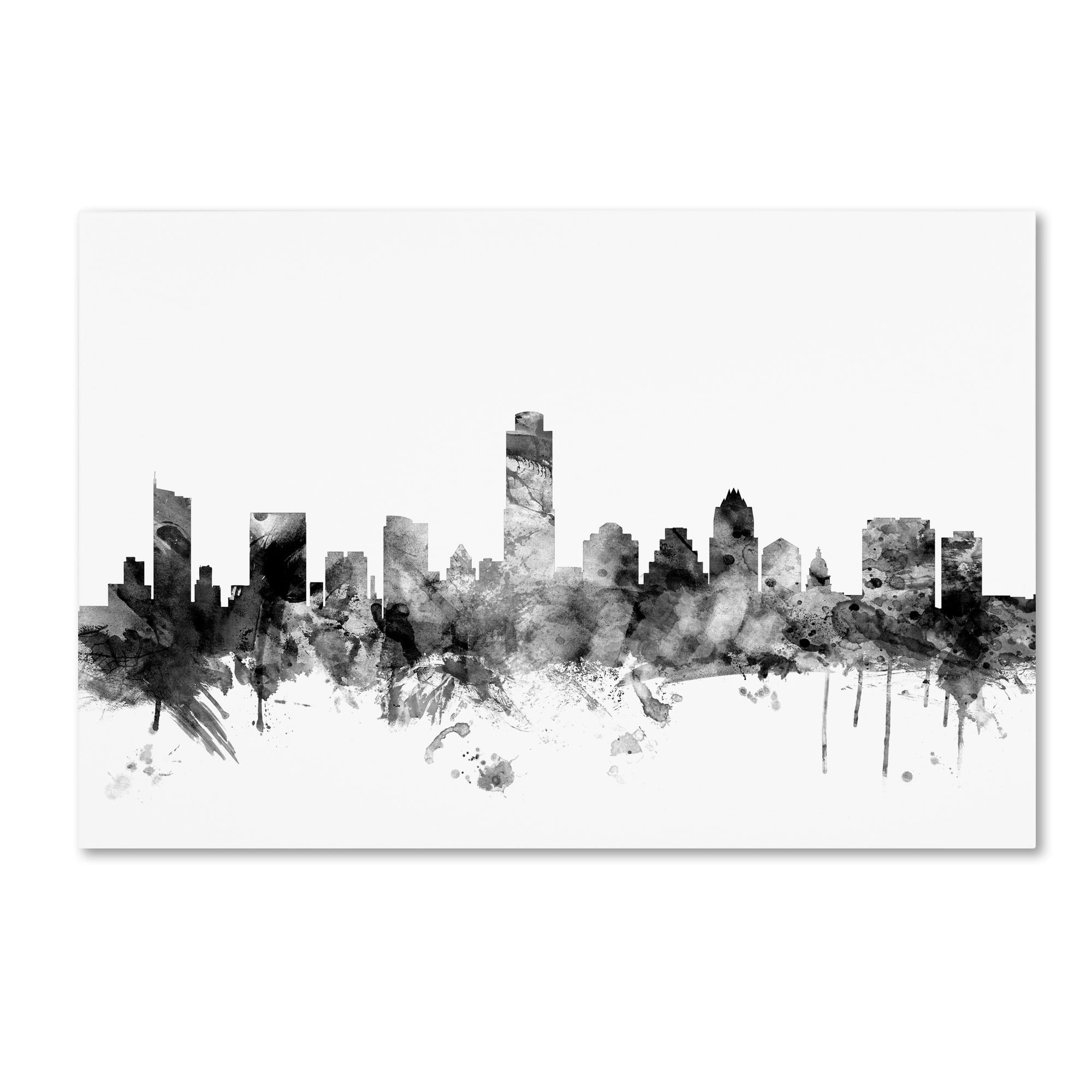 Trademark Fine Art "Austin Texas Skyline B&W" Canvas Art by Michael Tompsett