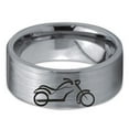 thumbnail image 2 of Tungsten Motorcycle Bike Motor Bicycle Band Ring 8mm Men Women Comfort Fit Gray Flat Cut Brushed Polished, 2 of 4