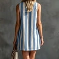 thumbnail image 4 of Dolkfu Blue Womens Summer Dresses Crew Neck Sleeveless French Style Mini A-Line Dresses Refined Patchwork Relaxed Fit Striped Dresses Blue,Xs, 4 of 6