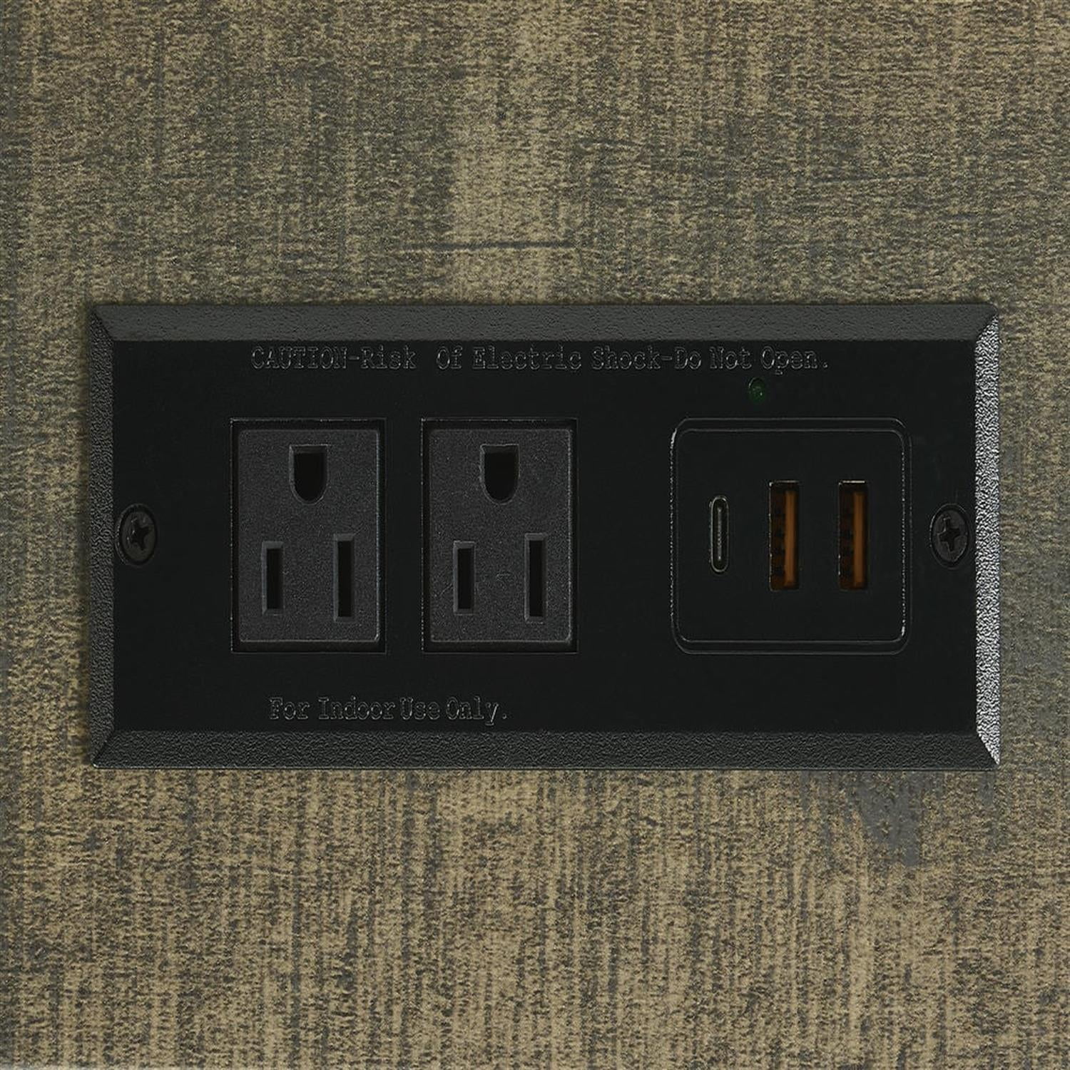 Demi Bonn 4-Piece Dining Table Set with 3 Upholstered Bar Stool and Power Outlets, Industrial Kitchen Bar Table Furniture Sets for Living Room, Apartment, Brown