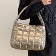 thumbnail image 3 of Quilted Women Handbag Fashion Plaid Cotton Tote Bag Soft for Travel (Champagne), 3 of 10