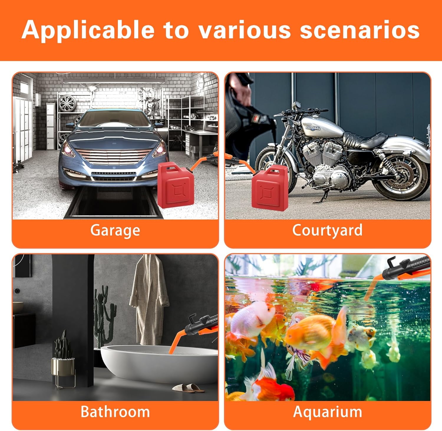 Fuel Transfer Pump To 2.8 GPM Portable Battery Powered Pump for Gas  Hand Fuel Pump Gasoline Mechanical Fuel Pumps Universal Fit Gas Pump for Gas Fuel Oil Diesel Water (Orange Red)