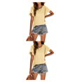 thumbnail image 4 of Minnieouse Camiseta de mujer con volantes de Color sólido cuello estética linda blusa suelta fiesta noche Club verano Top niñas ropa Type11 NO11, 4 of 6