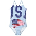 thumbnail image 6 of CCRFTGI 4th of July Girls Swimsuit Summer Beach Bathing Suit One Piece Patriotic USA Flag Swimwear Beach Adjustable Strap Girls Clothes Bathing Suits for Kids Light Blue 12-13 Years, 6 of 8